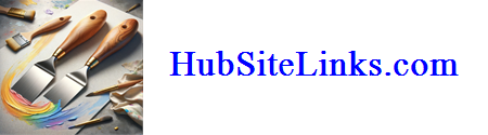 HubSiteLinks.com logo with painting tools and a colorful background